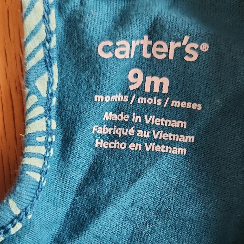 Carter's Teal Baby Romper 9 Months
